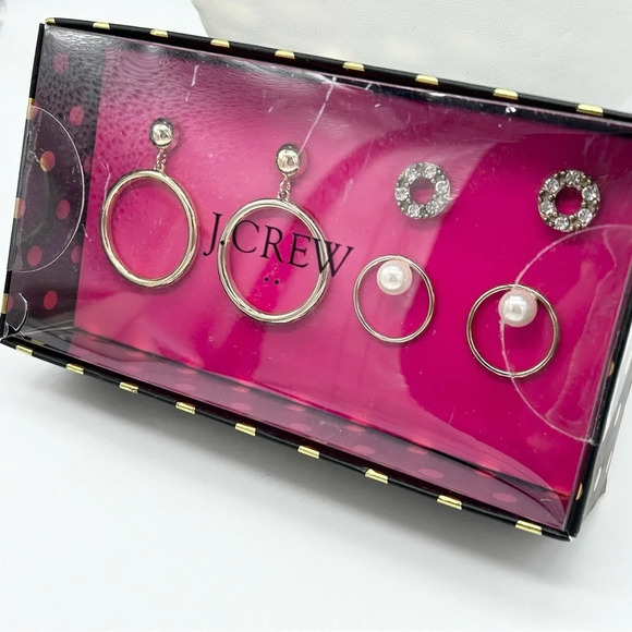 J. Crew Three Pair Boxed Earrings NWT - Picture 2 of 5